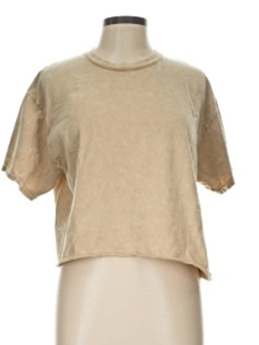 Boxy Cropped Short Sleeve Tee in Beige